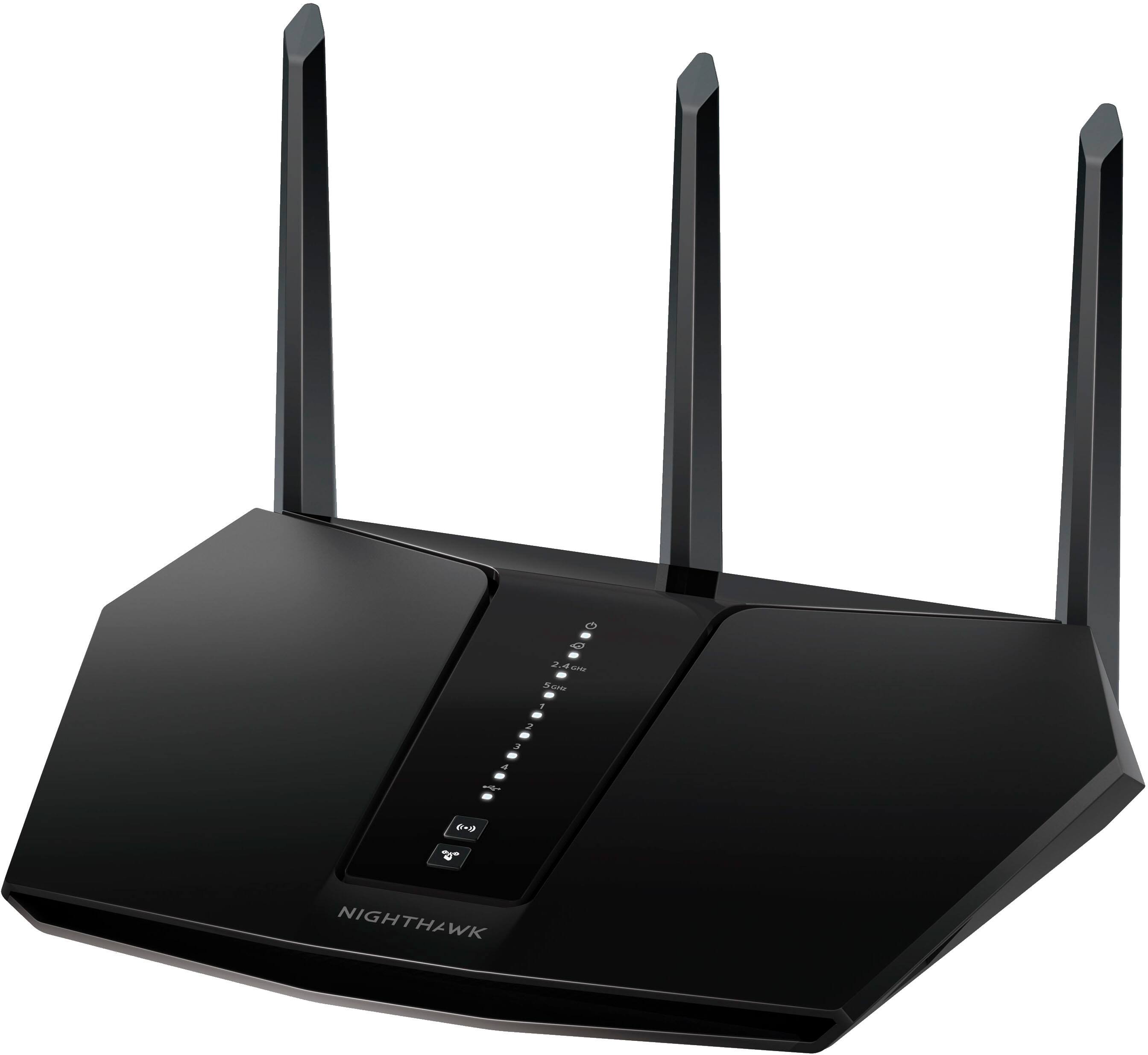 Left. NETGEAR - Nighthawk AX2400 Dual-Band Wi-Fi Router - Black.