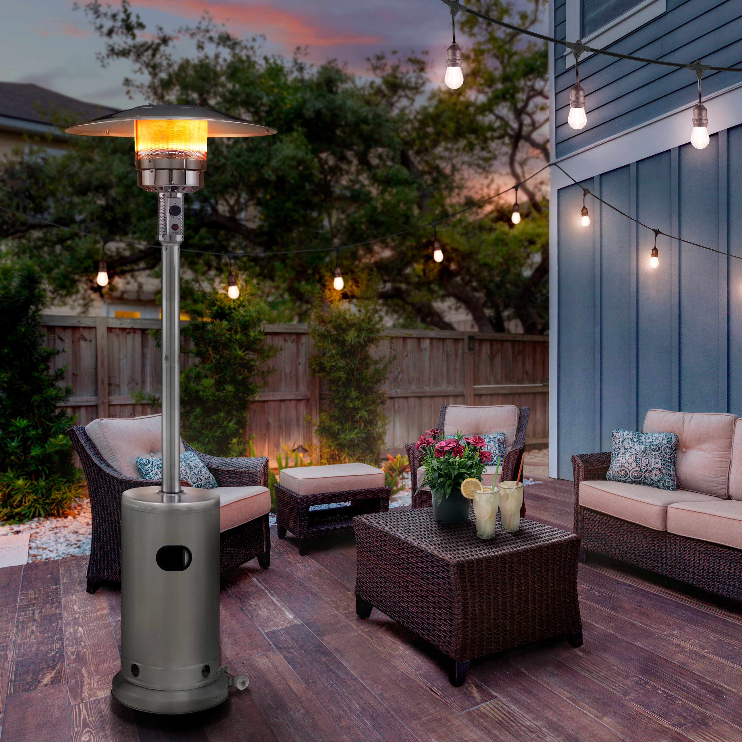 Angle View: Insignia™ - Standing Patio Heater - Stainless Steel