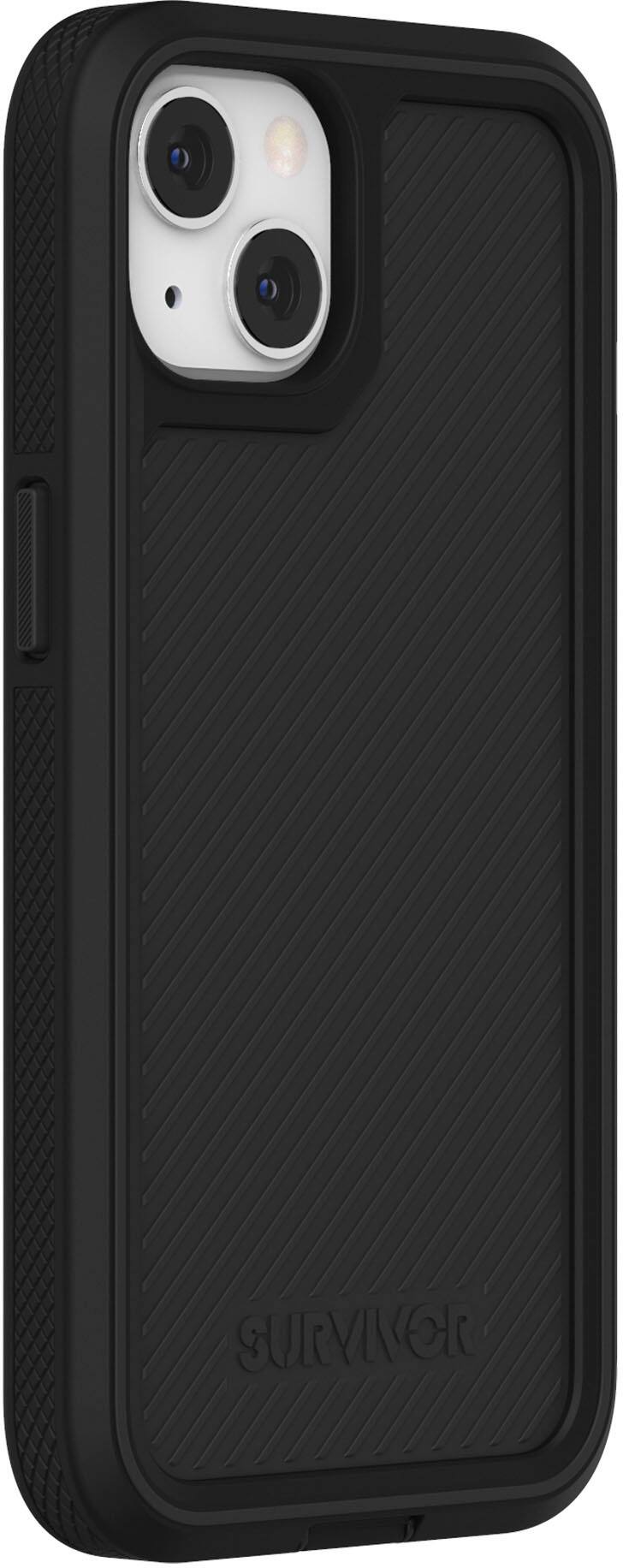 Left View: Survivor - All-Terrain Earth Case for iPhone 13 - Black