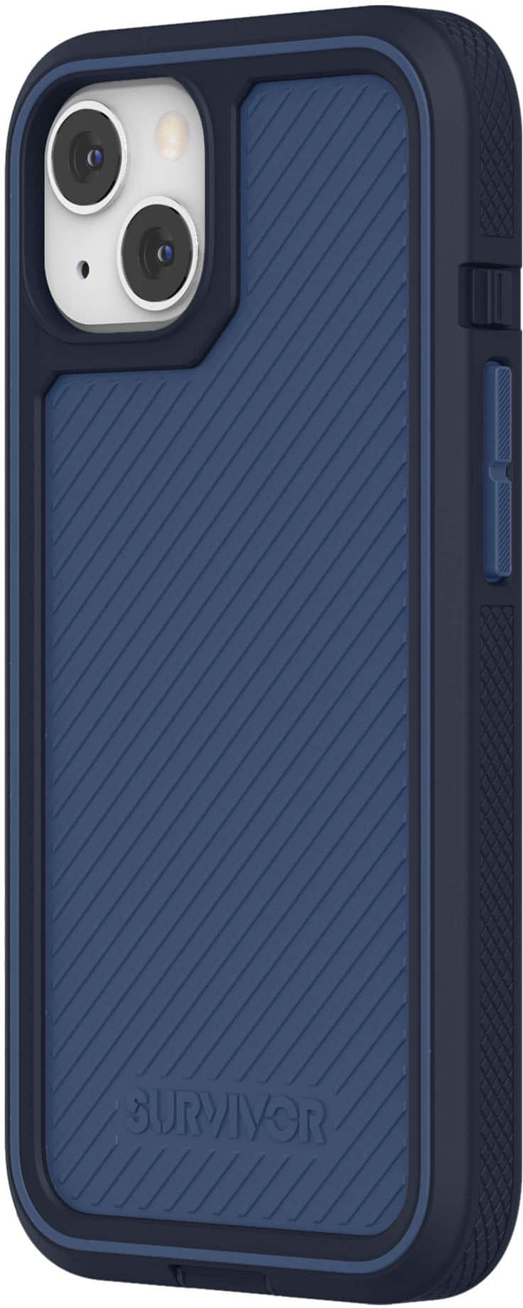 Angle View: Survivor - All-Terrain Earth Case for iPhone 13 - Storm Blue/Deep Sea