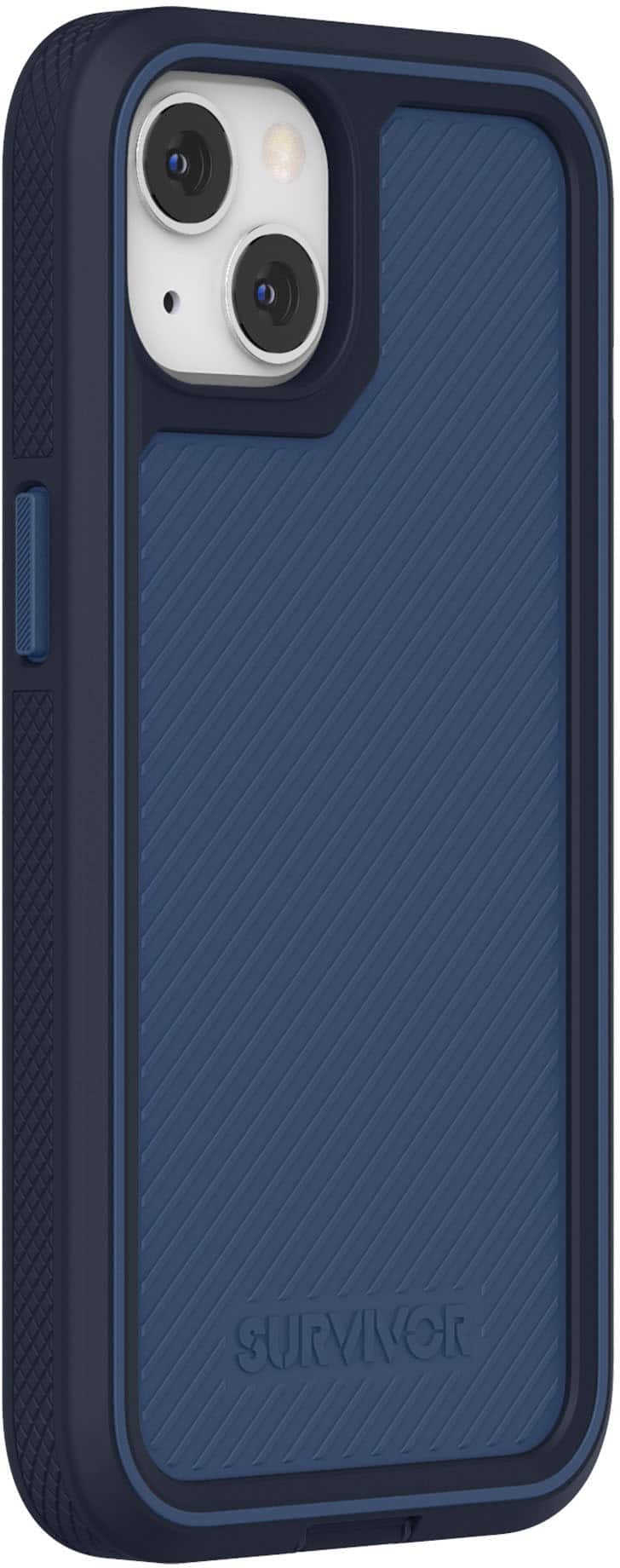 Left View: Survivor - All-Terrain Earth Case for iPhone 13 - Storm Blue/Deep Sea