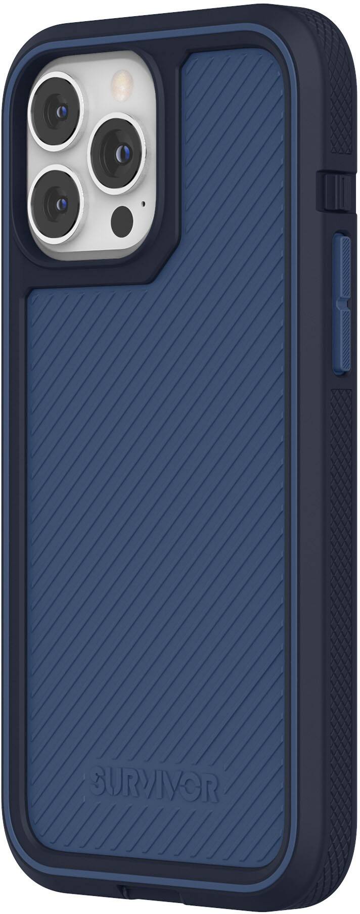 Angle. Survivor - All-Terrain Earth Case for iPhone 13 Pro Max - Storm Blue/Deep Sea.