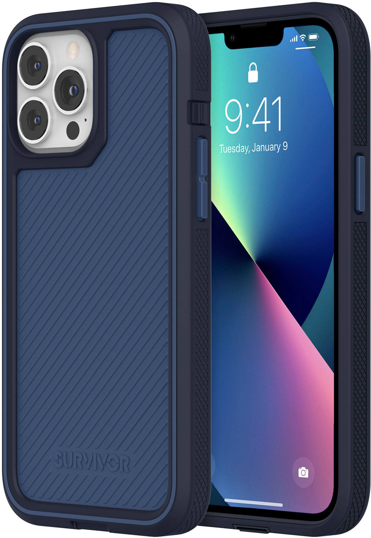 Alt View 11. Survivor - All-Terrain Earth Case for iPhone 13 Pro Max - Storm Blue/Deep Sea.