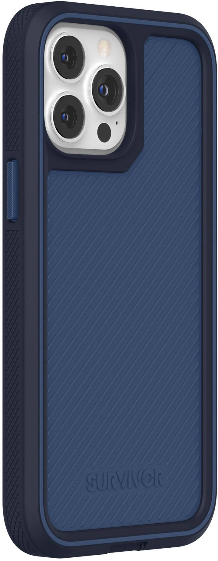 Left. Survivor - All-Terrain Earth Case for iPhone 13 Pro Max - Storm Blue/Deep Sea.