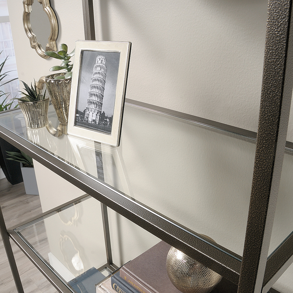 Left View: Sauder - International Lux 5 Shelf Bookcase - Bronze