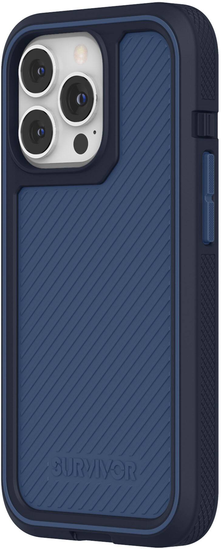 Angle. Survivor - All-Terrain Earth Case for iPhone 13 Pro - Storm Blue/Deep Sea.