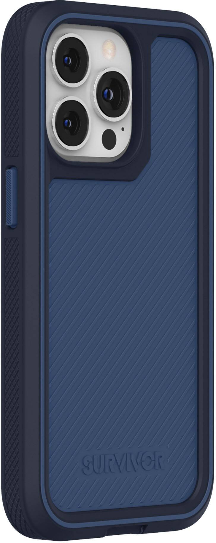 Left View: Survivor - All-Terrain Earth Case for iPhone 13 Pro - Storm Blue/Deep Sea