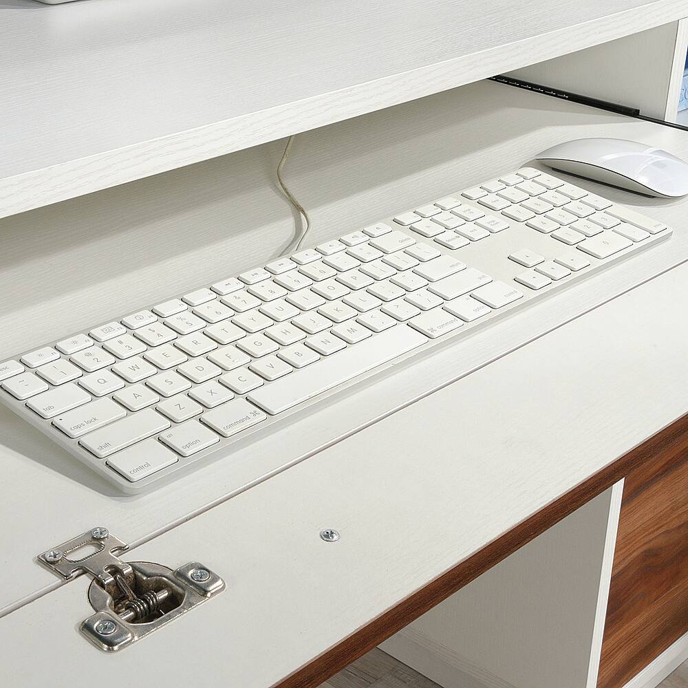 Left View: Sauder - Ped Computer Desk - Pearl Oak
