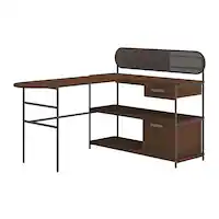 Sauder - Radial L Desk - Umber Wood - Front_Zoom