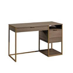 Sauder - International Lux Single Pedestal Desk - Diamond Ash - Front_Zoom