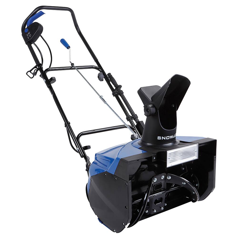 Angle. Snow Joe - SJ623E Electric Single Stage Snow Thrower | 18-Inch | 15 Amp Motor | Headlights - Blue.