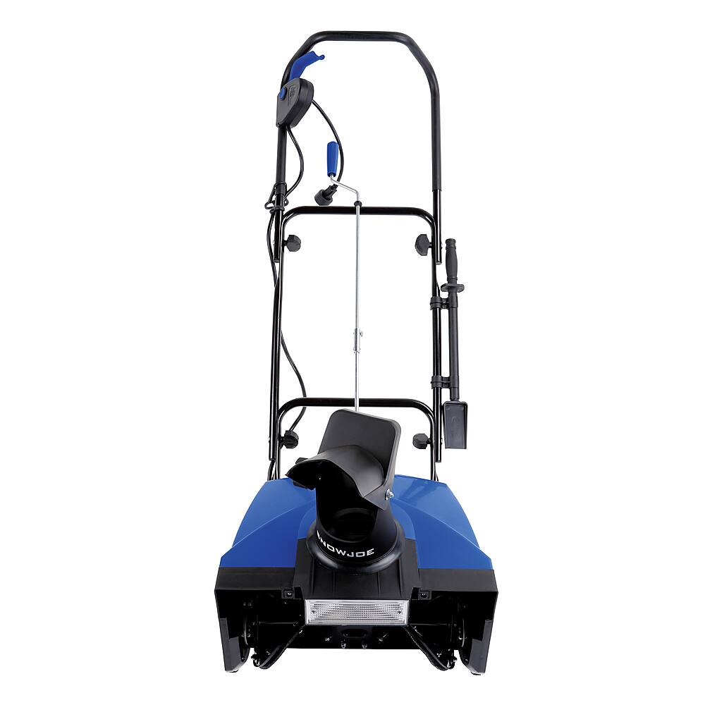 Left. Snow Joe - SJ623E Electric Single Stage Snow Thrower | 18-Inch | 15 Amp Motor | Headlights - Blue.