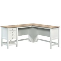 Sauder - Cottage Road L with Oak Finish Top Desk - Soft White - Front_Zoom