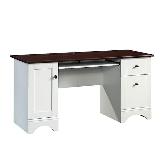 Sauder Computer Desk with Cherry Top Finish Soft White 429449