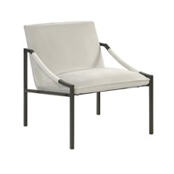 Sauder - Dakota Pass Chair Velvet Accent Chair with Bronze Fram - Ivory - Angle_Zoom