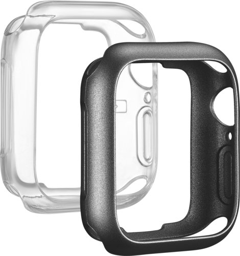 Modal™ - Bumper Case for Apple Watch 41mm 2021 (2-Pack) - Space Gray/ Clear