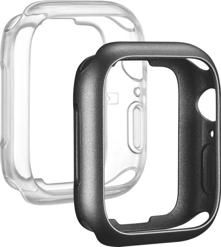 Modal™ - Bumper Case for Apple Watch 45mm 2021 (2-Pack) - Space Gray/ Clear