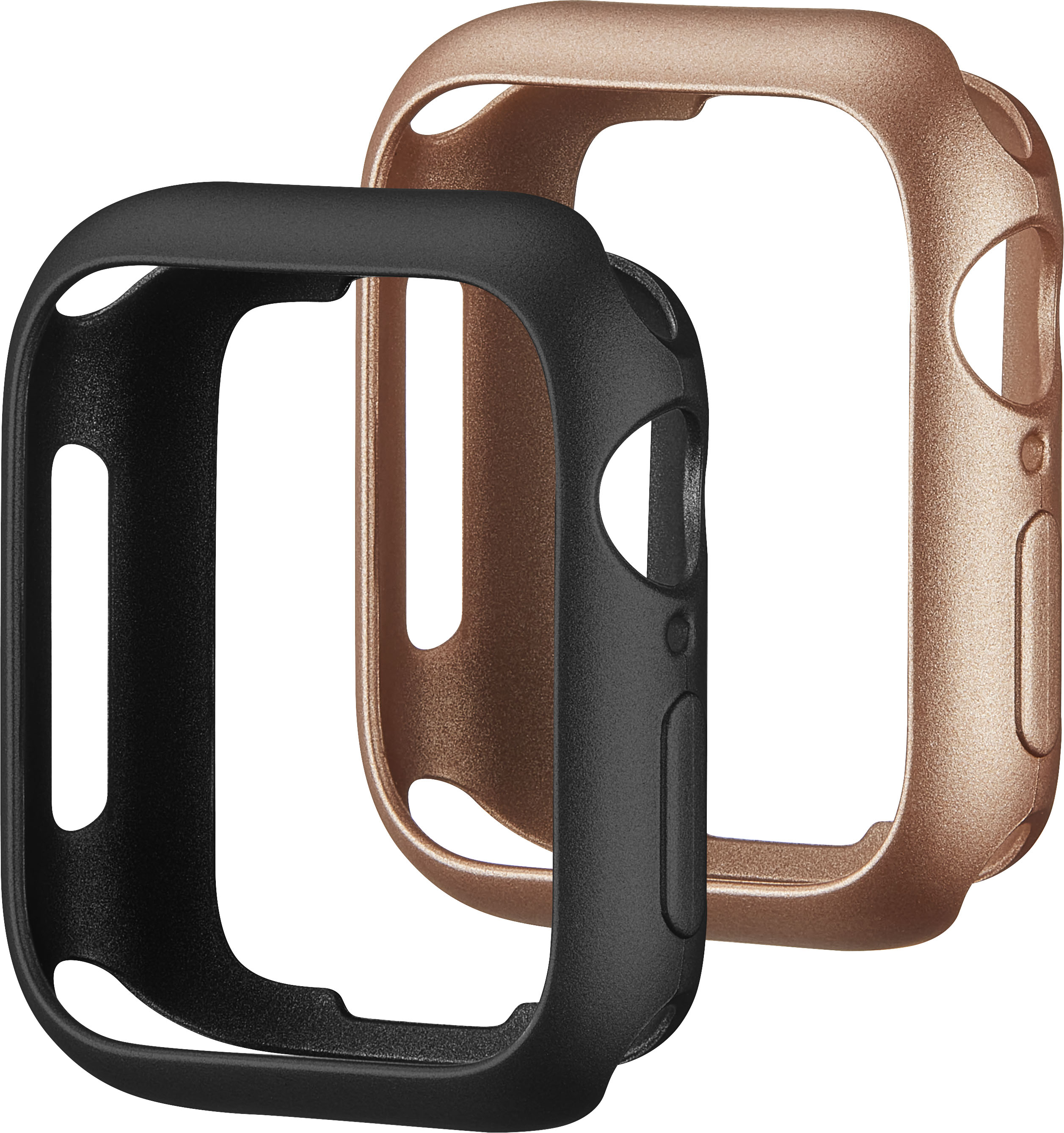 Left View: Modal™ - Bumper Case for Apple Watch 41mm and Apple Watch Series 7-9 41mm (2-Pack) - Black/Gold