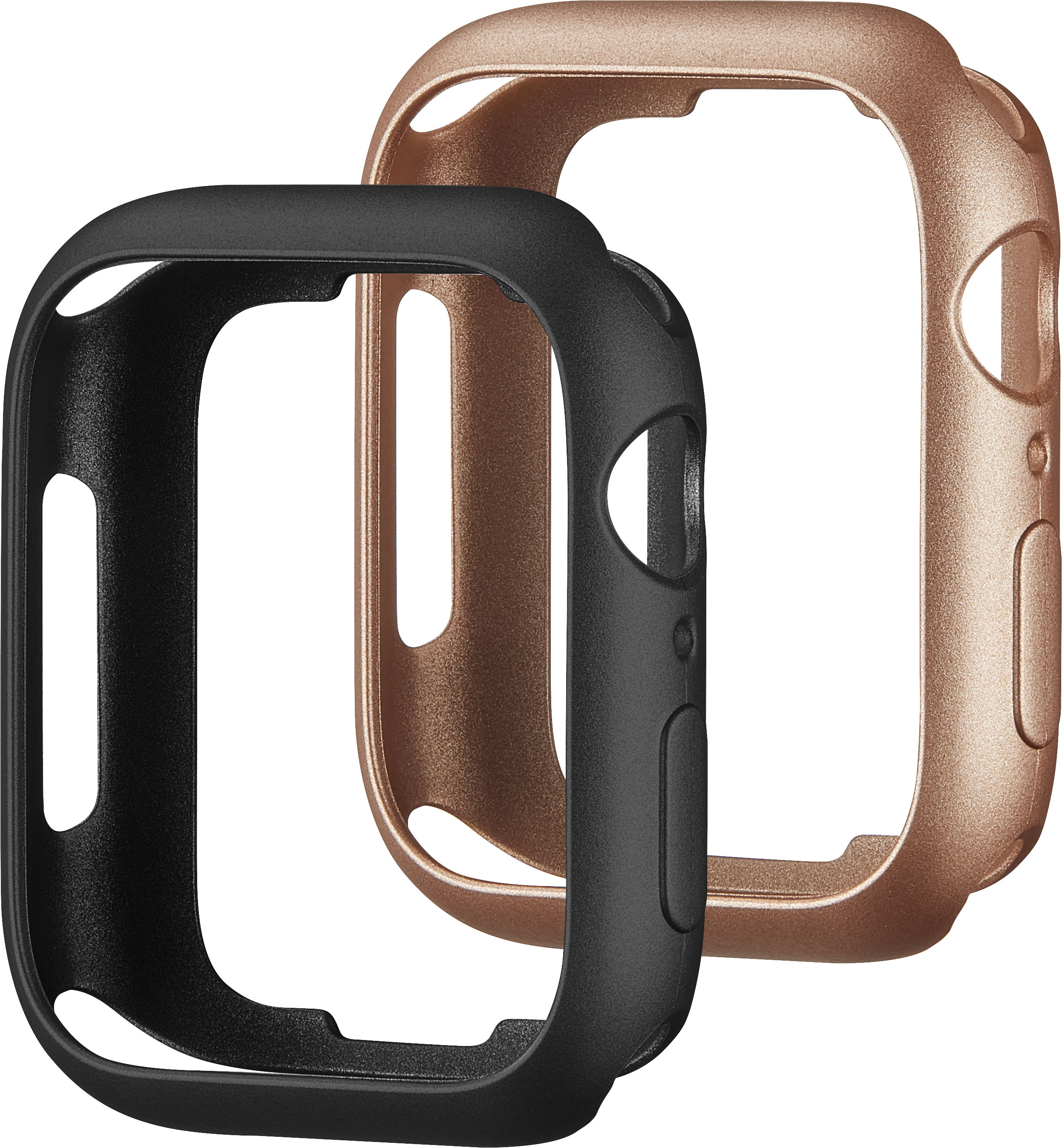 Left View: Modal™ - Bumper Case for Apple Watch 45mm and Apple Watch Series 7-9 45mm (2-Pack) - Black/Gold