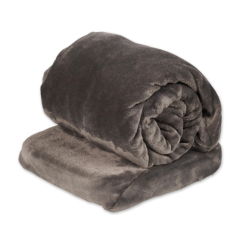 Angle View: Sharper Image Calming Cozy Heating Blanket & Massager, Gray