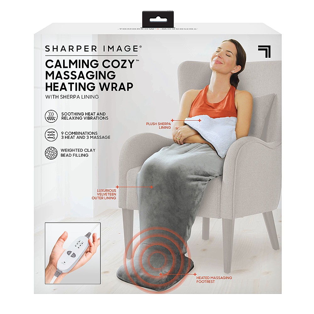 Sharper Image Shiatsu 4-Node Heated Seat Topper Massager - Gray, Fabric  Material, Total Body Massage, Multiple Heat Settings