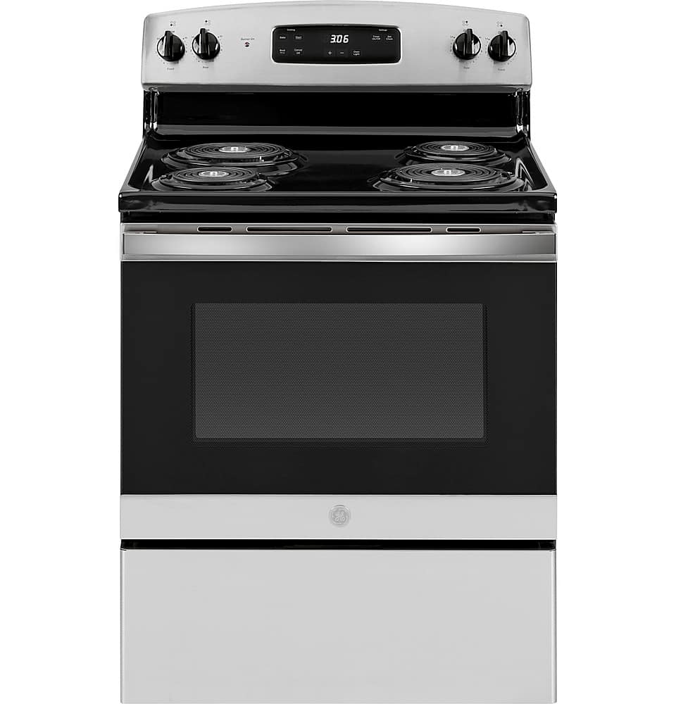 Front. GE - 5.0 Cu. Ft. Freestanding Electric Range - Stainless Steel.
