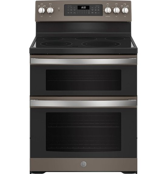 GE – 6.6 Cu. Ft. Freestanding Double Oven Electric Convection Range with Steam Clean and No Preheat Air Fry – Fingerprint Resistant Slate