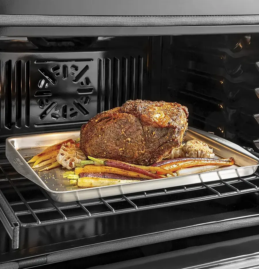 Alt View 36. Café - 30" Built-In Double Electric Convection Wall Oven with True European Convection, In-Oven Camera, and Built-In Wi-Fi - Platinum Glass.