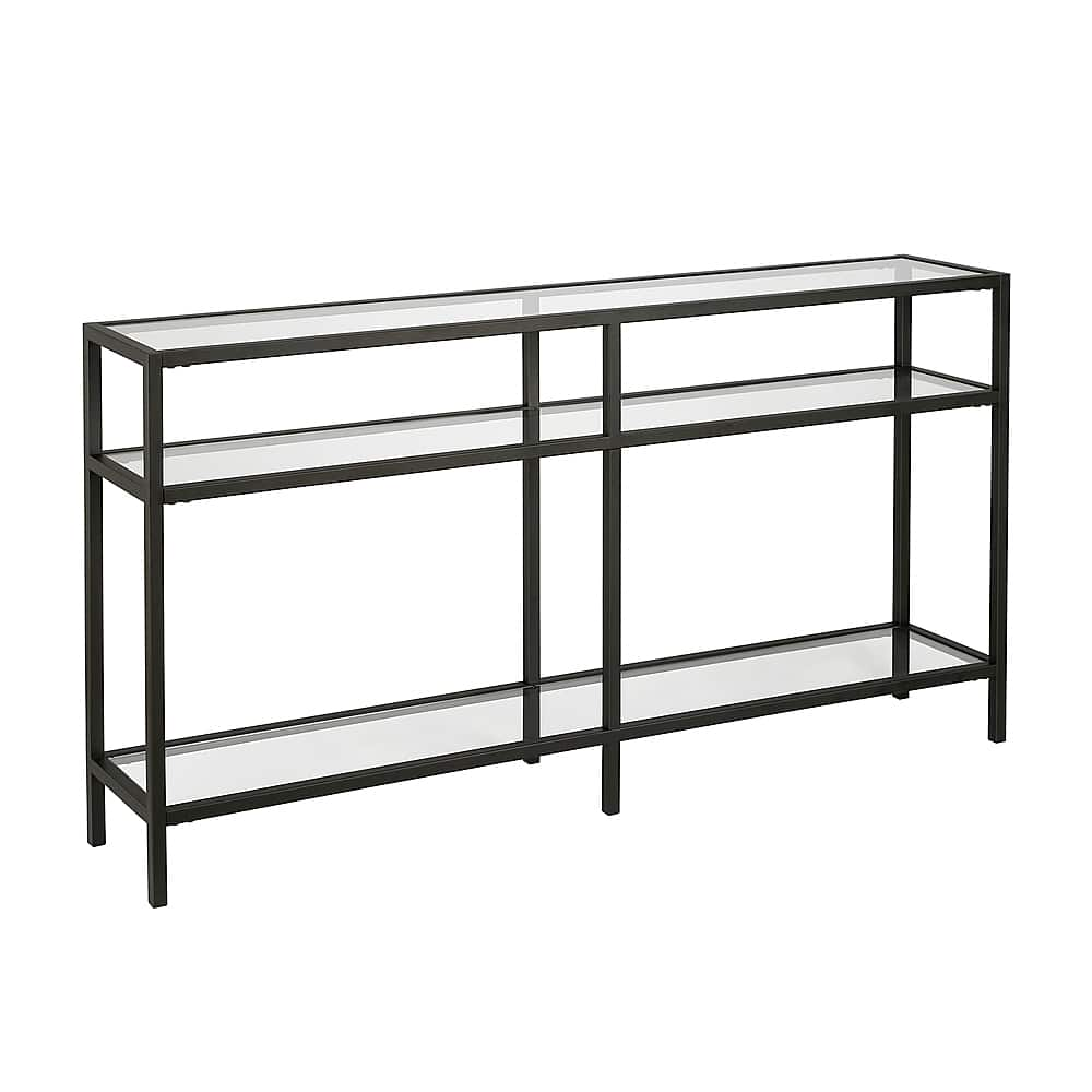 Angle View: Camden&Wells - Sivil 55" Console Table with Glass Shelves - Blackened Bronze