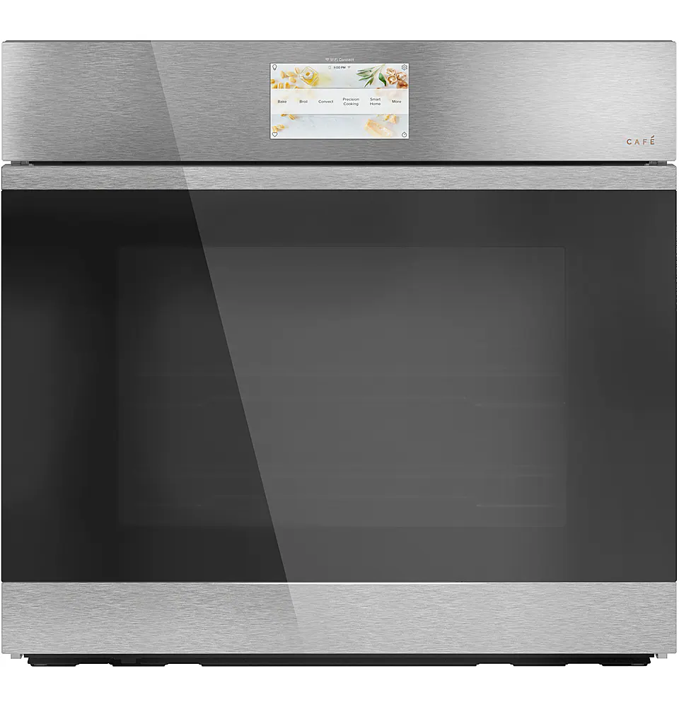 Front. Café - 30" Built-In Single Electric Convection Wall Oven with In-Oven Camera and Built-In Wi-Fi - Platinum Glass.