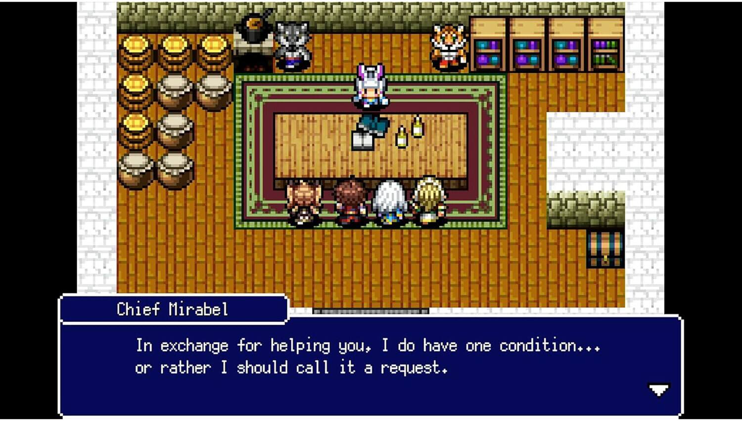 Chief Mirabel

In exchange for helping you, I do have one condition... or rather I should call it a request.