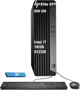 HP - Upgraded - Elite Desk SFF 800 G9 Business Desktop PC - Intel Core i7-14700 - 16GB RAM - 512GB SSD - Mouse/Keyboard - Windows 11Pro - Black