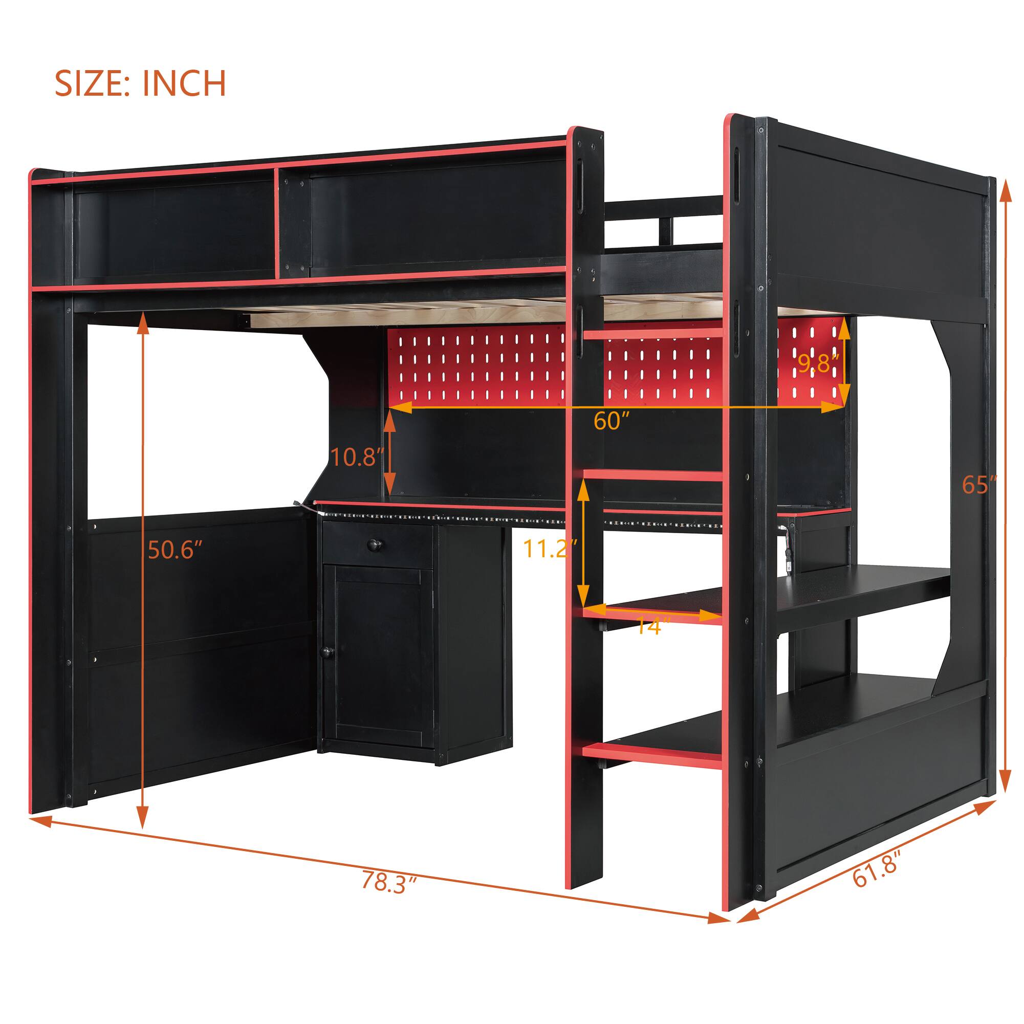 SIZE: INCH  
19'8"  
9 8  
10.8"  
60"  
65  
50.6"  
11.2"  
14  
78.3"  
61.8"