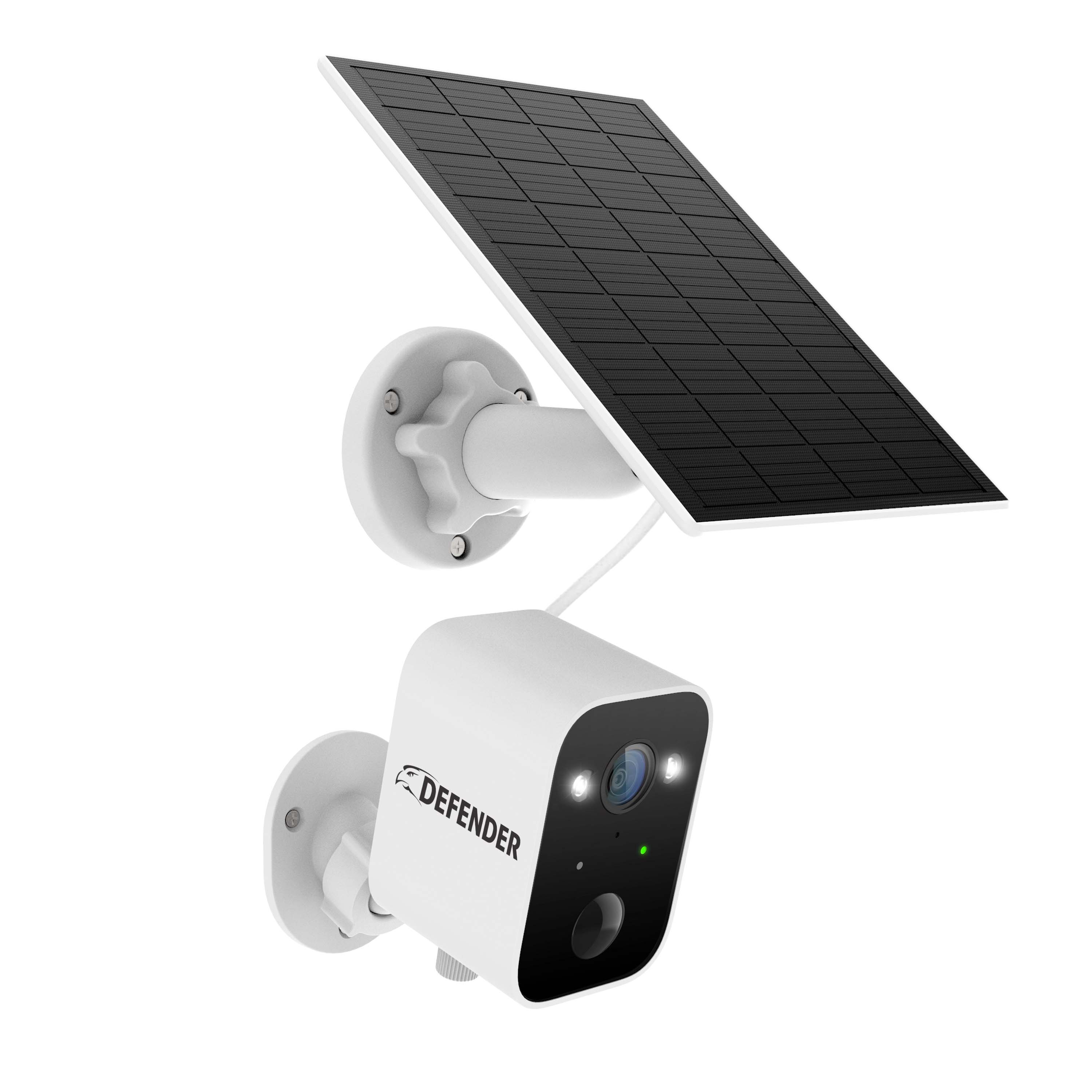 Front. Defender - Defender Solar Powered 4K AI Everwatch Wireless Security Camera with 3W Solar Panel, AI Detection - white.