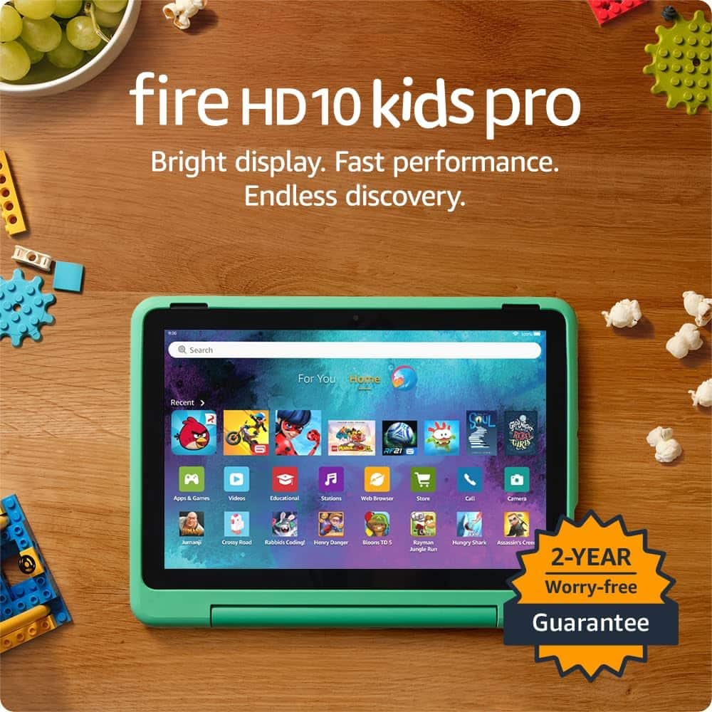 fire HD10 kids pro
Bright display. Fast performance. Endless discovery.
2-YEAR Worry-free Guarantee