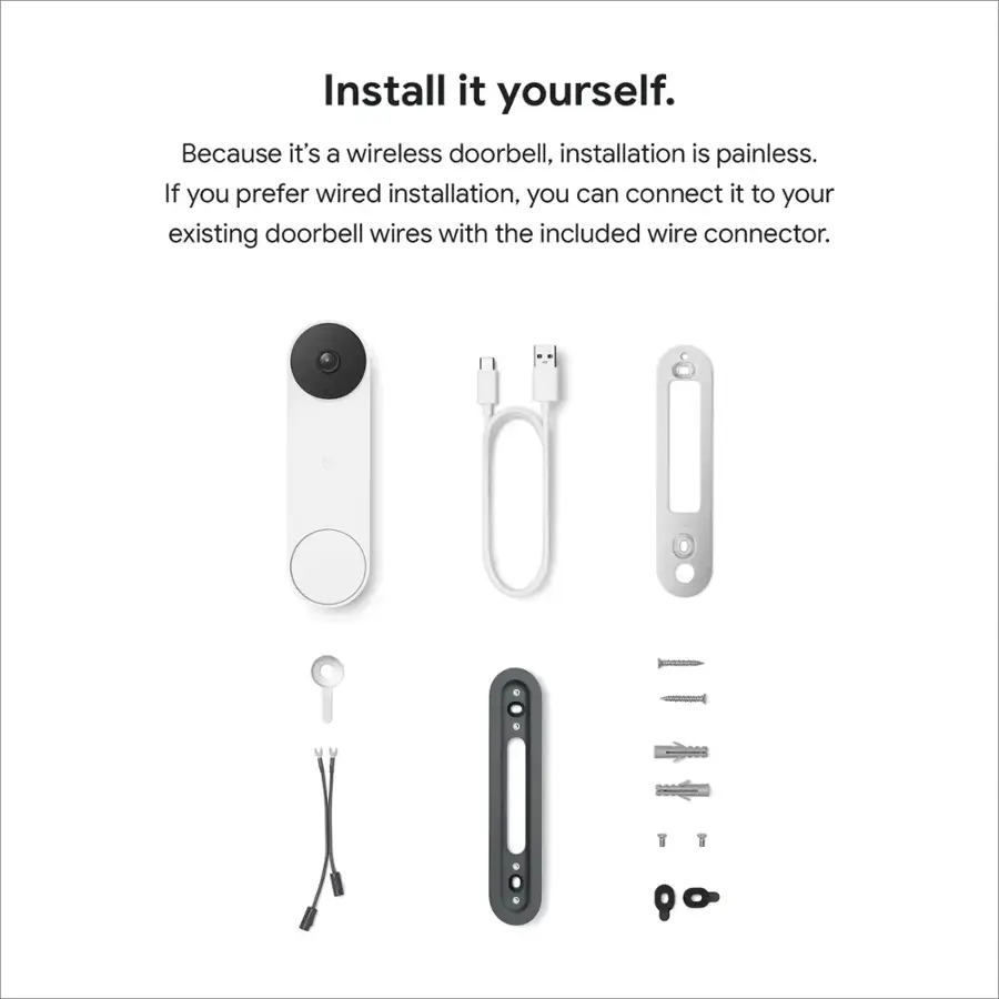 Install it yourself. Because it's a wireless doorbell, installation is painless. If you prefer wired installation, you can connect it to your existing doorbell wires with the included wire connector.