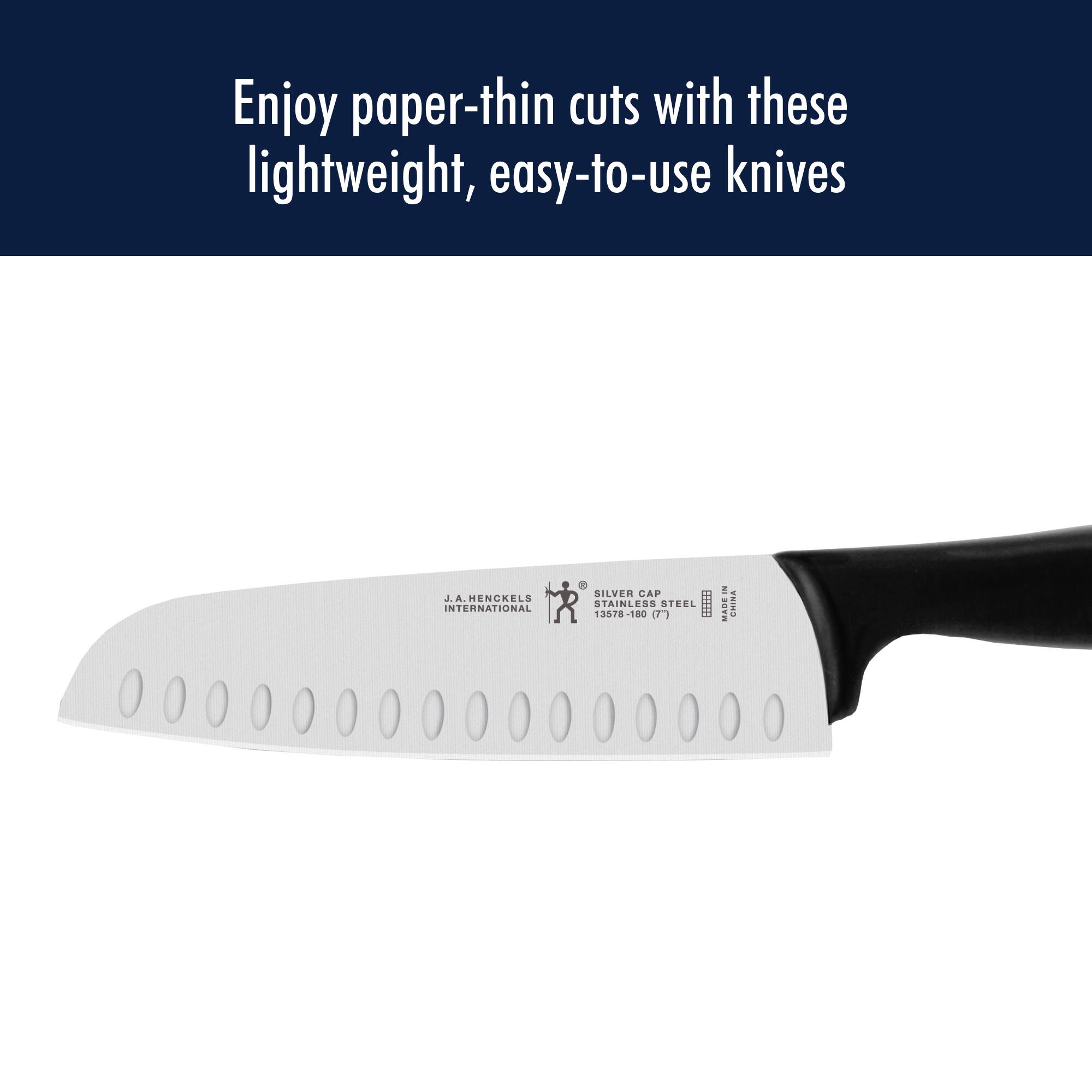 Enjoy paper-thin cuts with these lightweight, easy-to-use knives

J.A. HENCKELS INTERNATIONAL

SILVER CAP
STAINLESS STEEL
13578-180 (7)