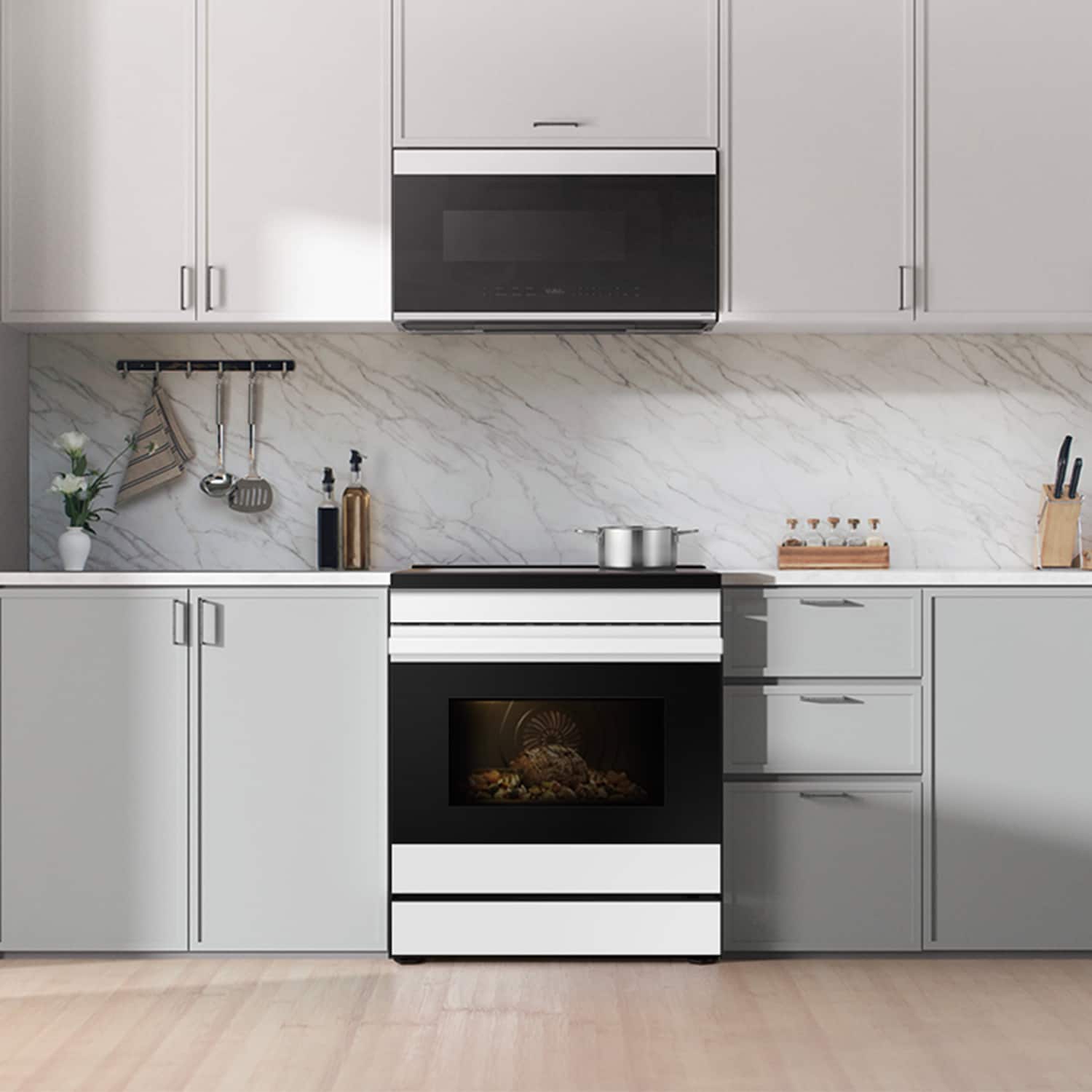 Alt View 11. Samsung - Bespoke 6.3 Cu. Ft. Slide-In Electric Induction Range with Air Fry - White Glass.