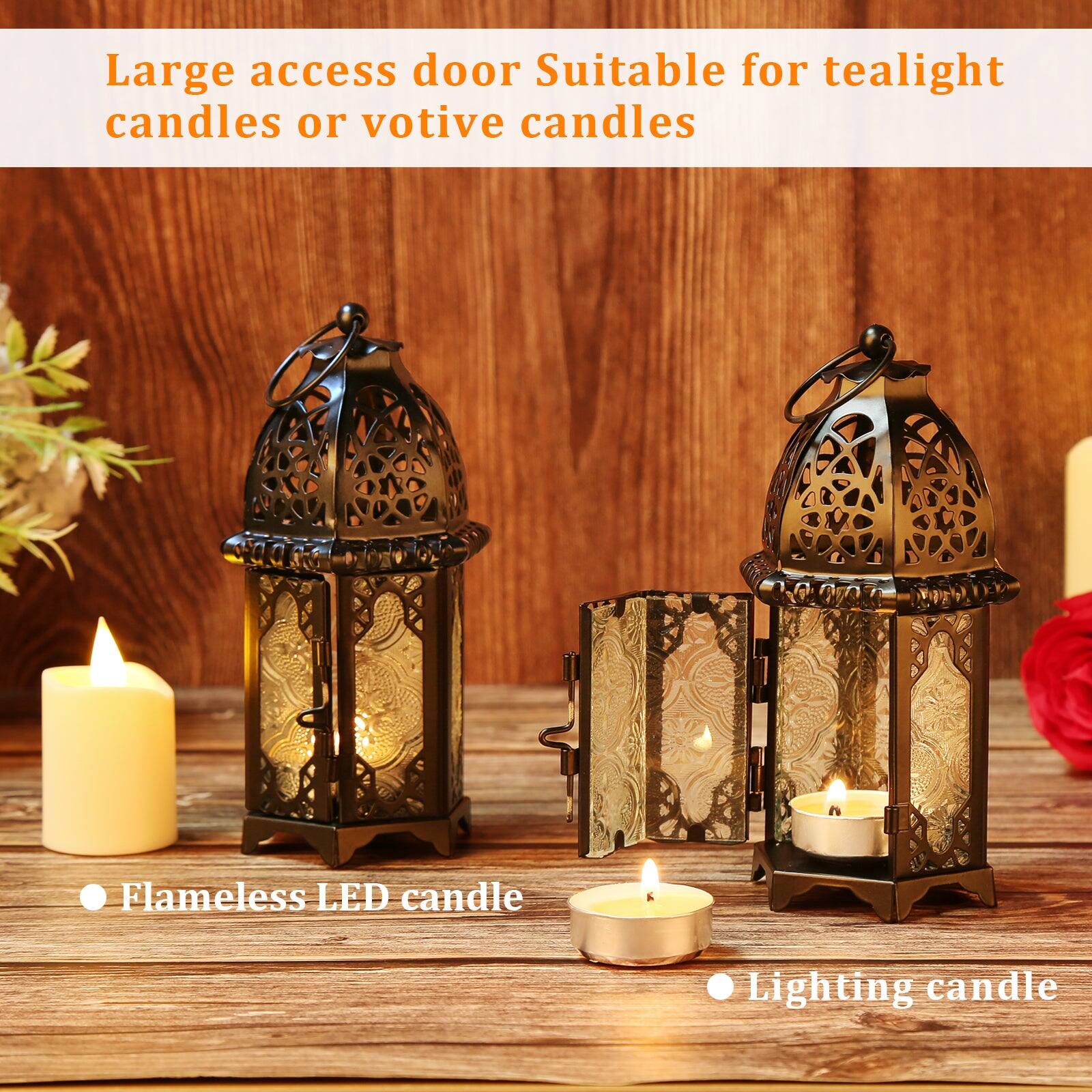 Large access door  
Suitable for tealight candles or votive candles  

- Flameless LED candle  
- Lighting candle