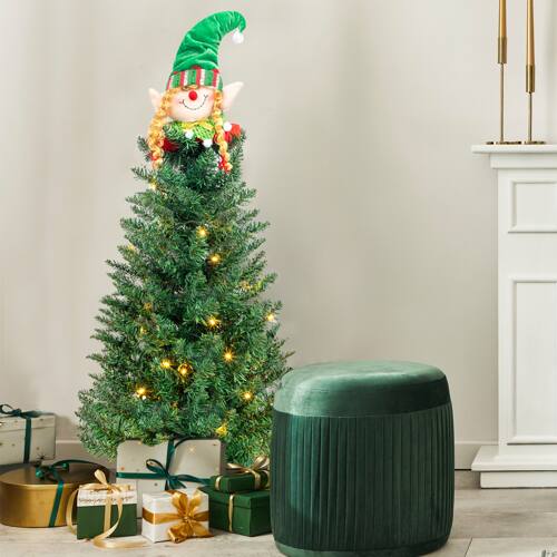 Alt View 7. Winado - 3 FT Pre-Lit Hinged Artificial Xmas Christmas Tree Santa Claus with LED Lights for Holiday Decoration - Green.