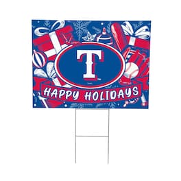 Evergreen Enterprises - Texas Rangers 24" x 18" Happy Holidays Christmas Outdoor Staked Yard Sign - Multicolor