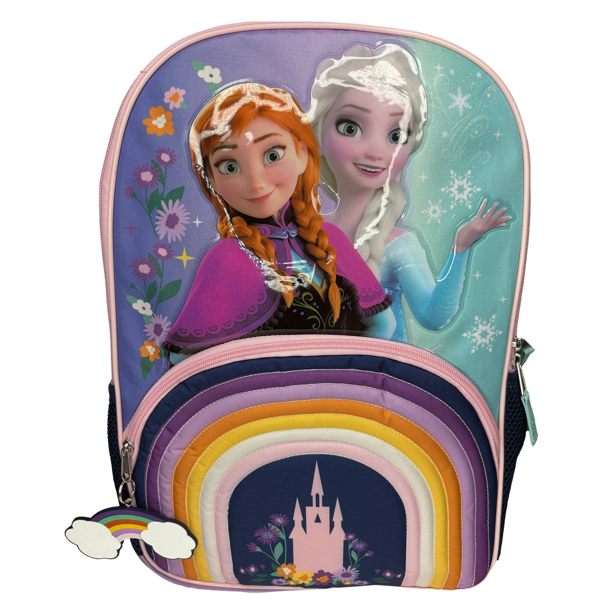 Alt View 4. UPD - Disney Frozen Anna & Elsa 16" School Backpack with a Large Front Pocket, Girls - Multicolored.