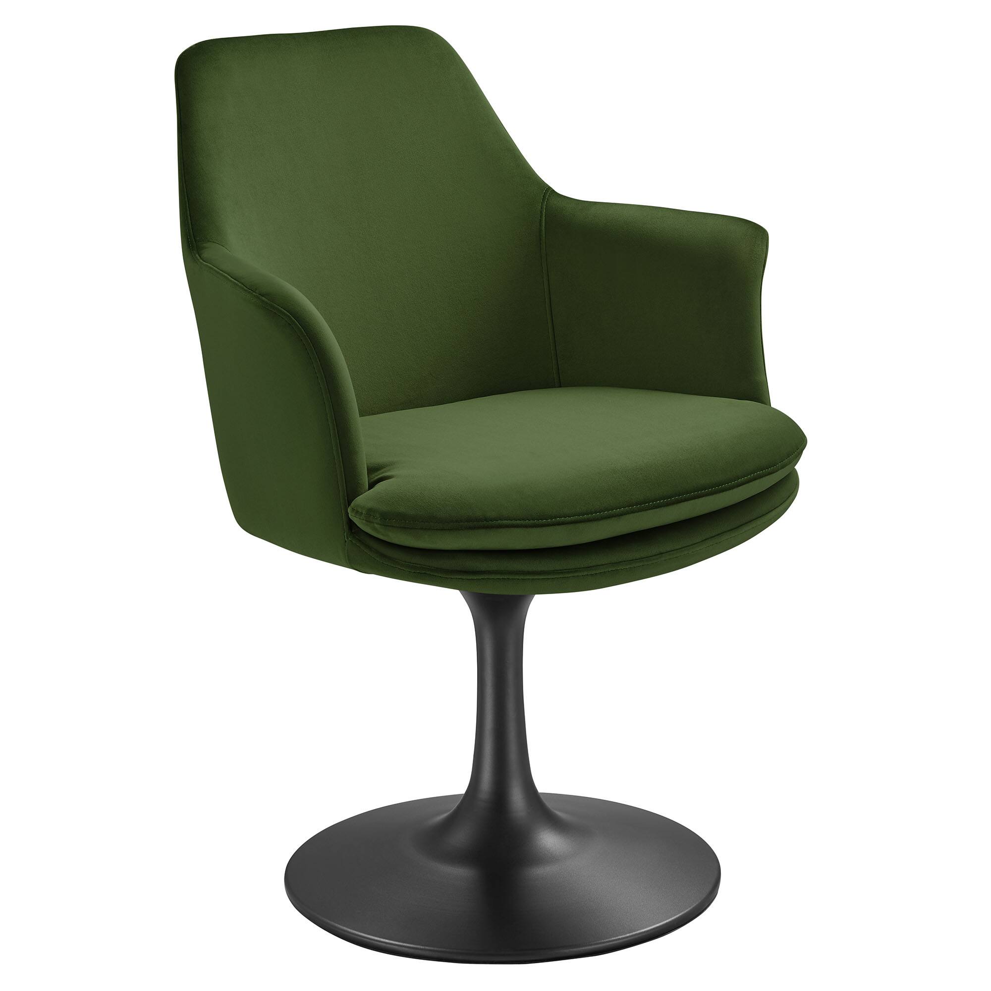 Angle. Modway - Lippa Swivel Dining Armchair by Modway - Black Moss Green.