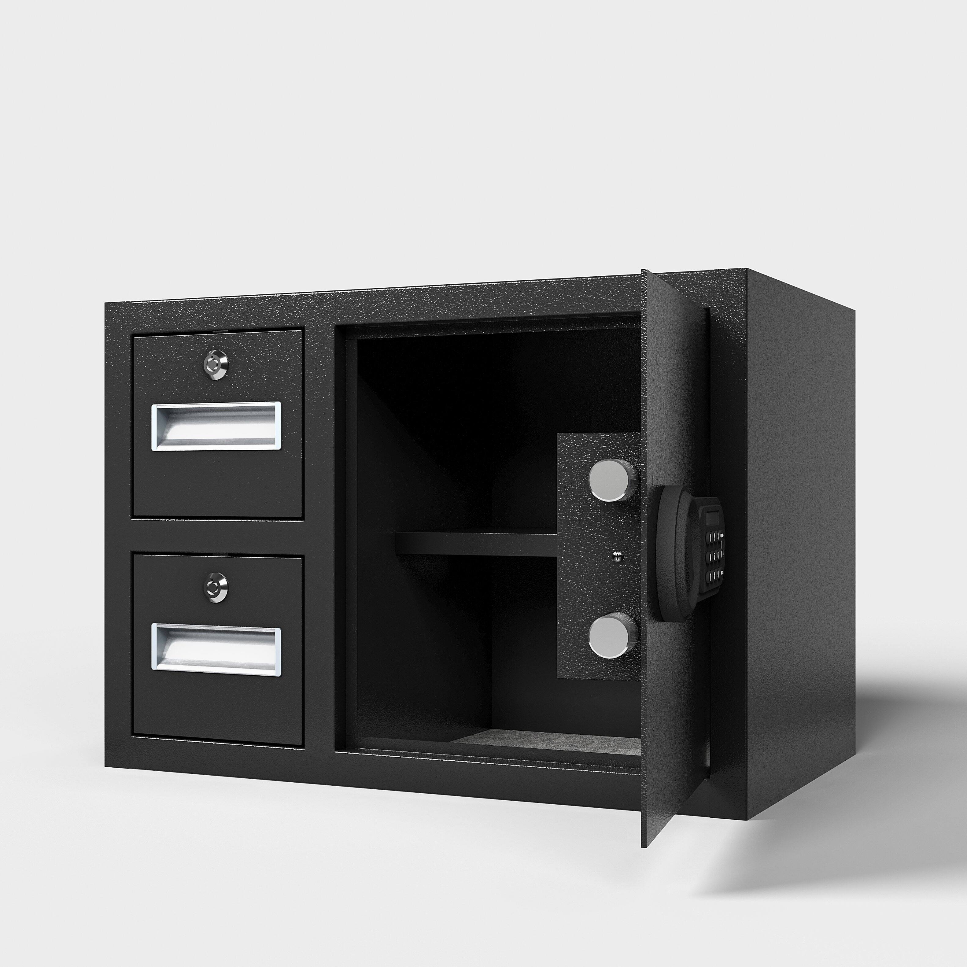 Back. GOODSILO - Steel Security Safe & Lock Box - Electronic Keypad - Secure Cash, Jewelry, Documents - 1.85 Cubic Feet - Black.