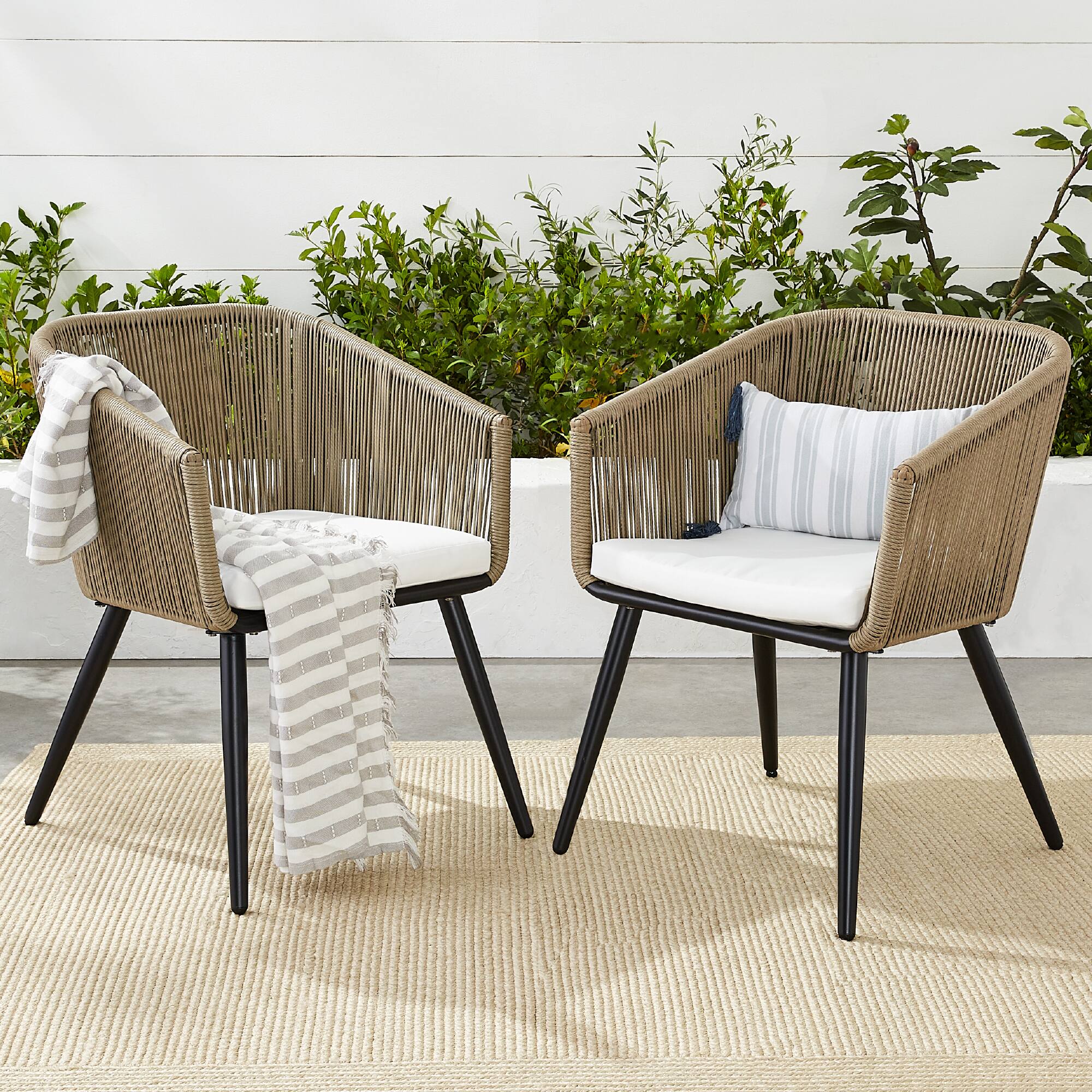 Front. Best Choice Products - Best Choice Products Set of 2 Indoor Outdoor Patio Dining Chairs Woven Wicker Seating Set 250lb Capacity - Natural/Ivory - Natural/Ivory.
