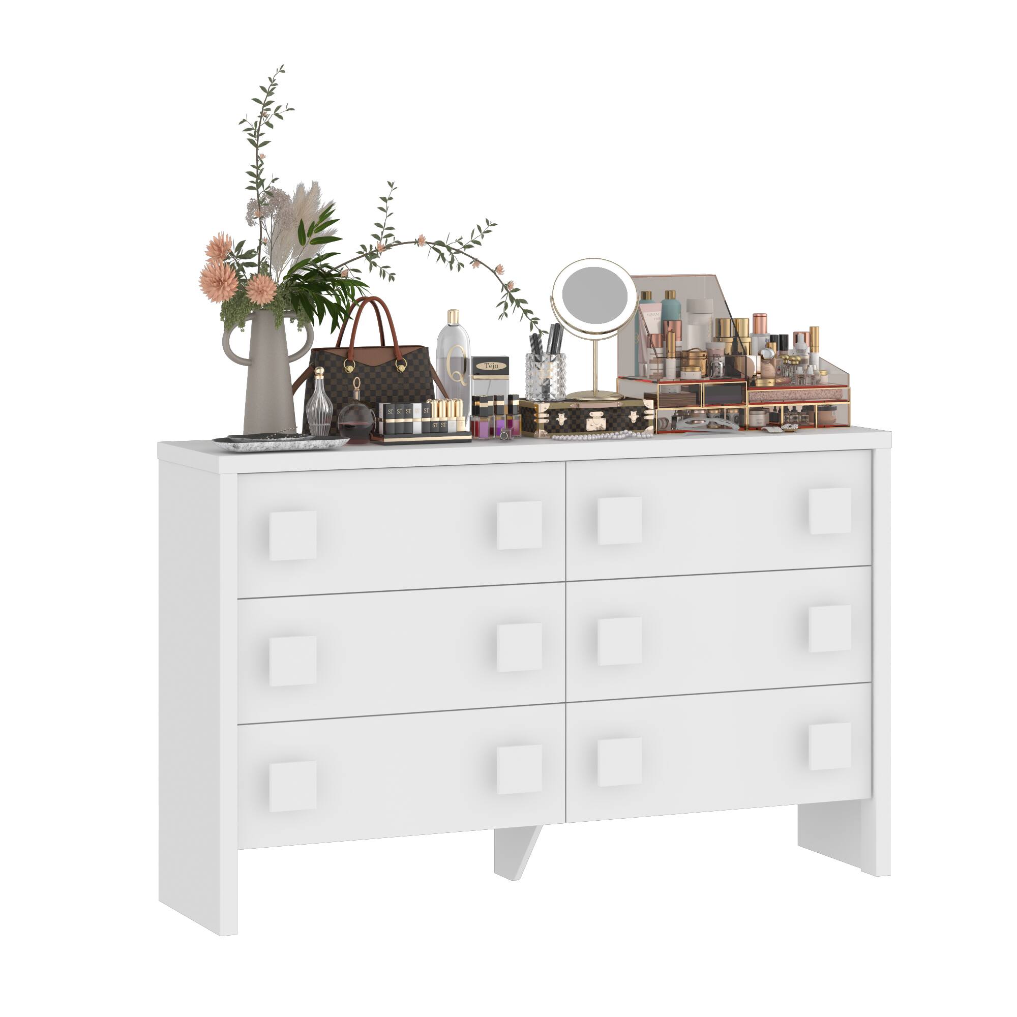 Angle. Famapy - Famapy Horizontal Dresser: Vanity - Ready Storage with Smart Design - White.