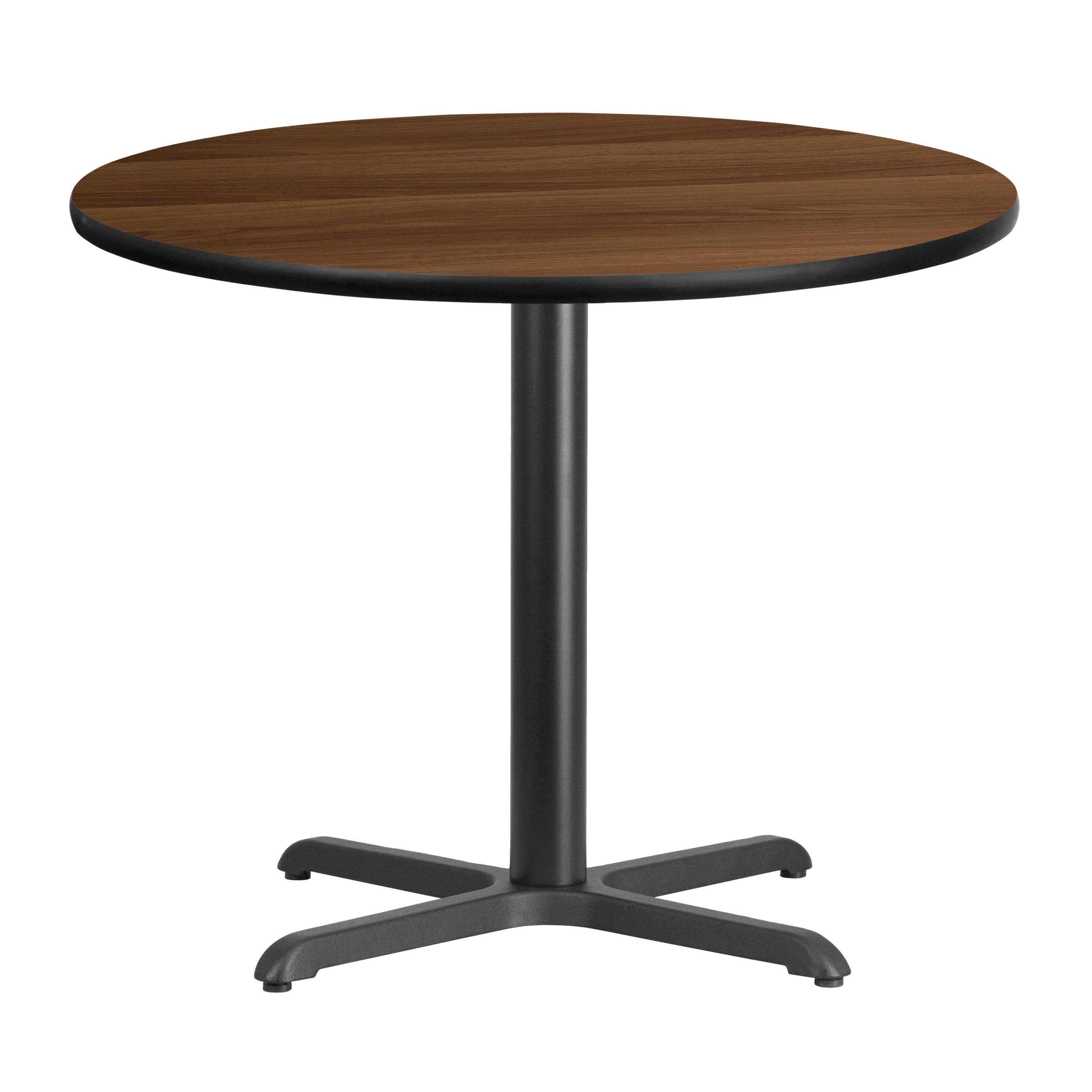 Emma + Oliver - 36" Round Laminate Table Top with 30"x30" Table Height Base - Walnut