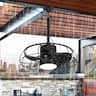 Parrot Uncle - 20" Industrial Wet Rate Outdoor Caged Ceiling Fan with Light and Remote, Hook - Black