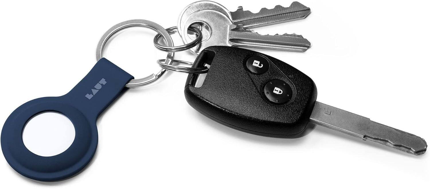 Left. Amber Sporting Goods - LAUT - HUEX TAG case Compatible with AirTag - Keychain Holder Lightweight Anti Scratch • Navy - Navy.
