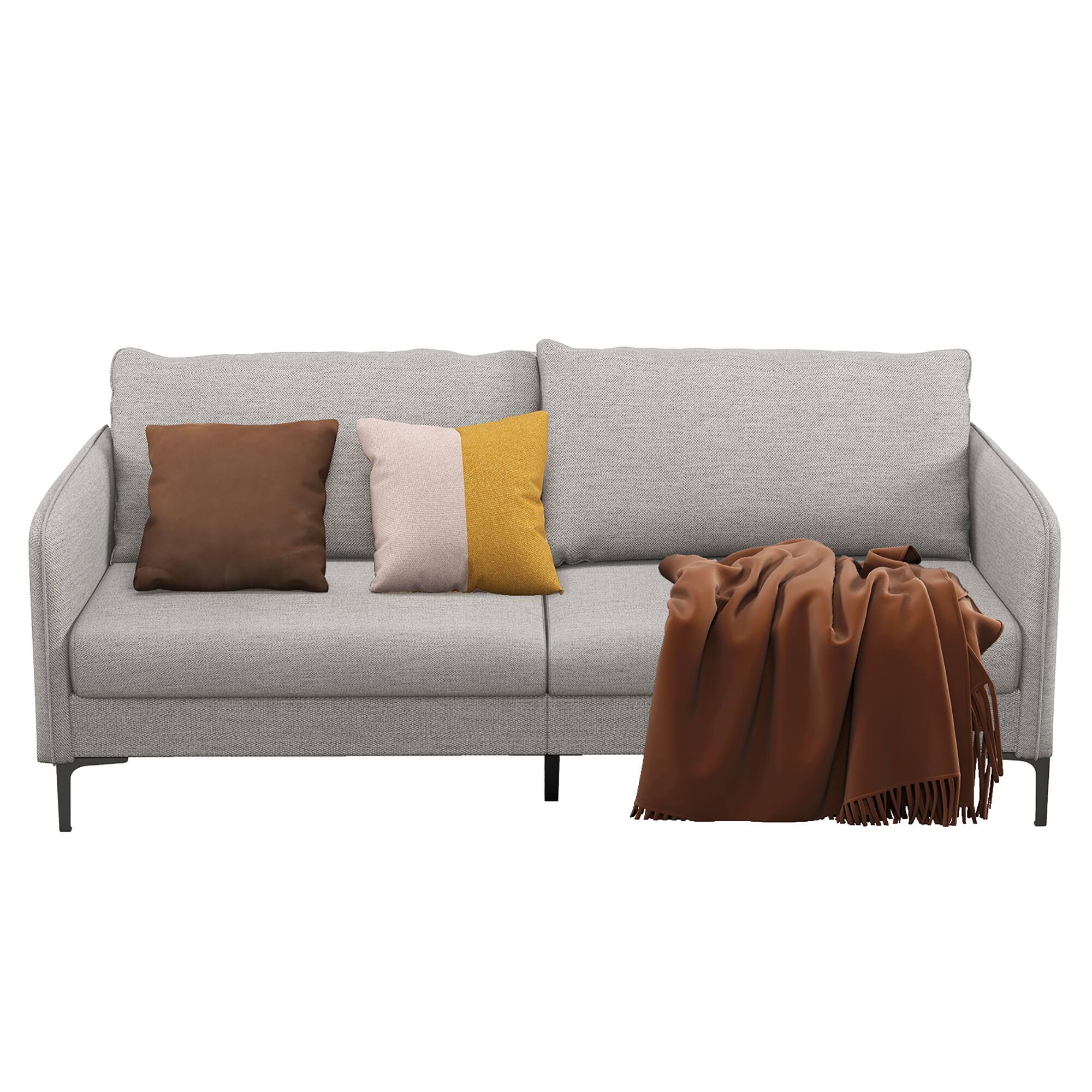 Alt View 9. Costway - Costway Modern 76" Loveseat Sofa Couch for Living Room Apartment Dorm with Metal Legs Gray - Gray.